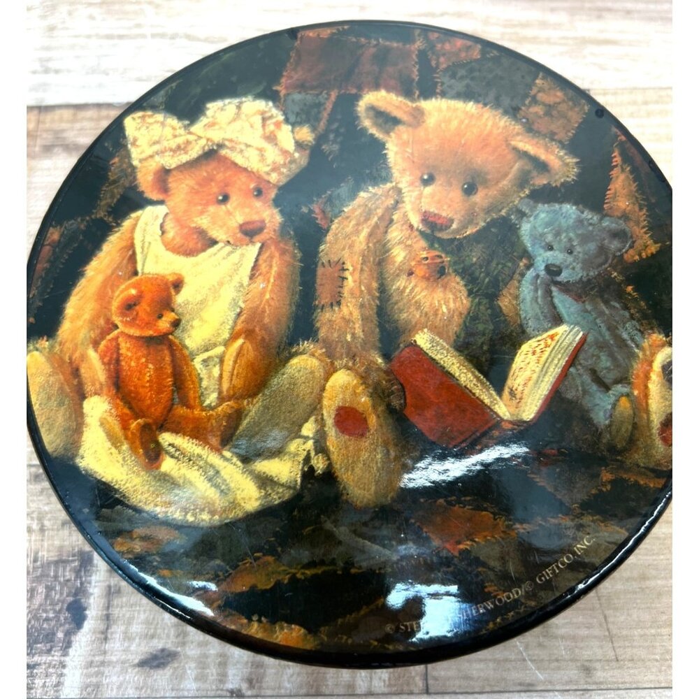 Stewart Sherwood Teddy Bear Decorative Box Black Lacquered